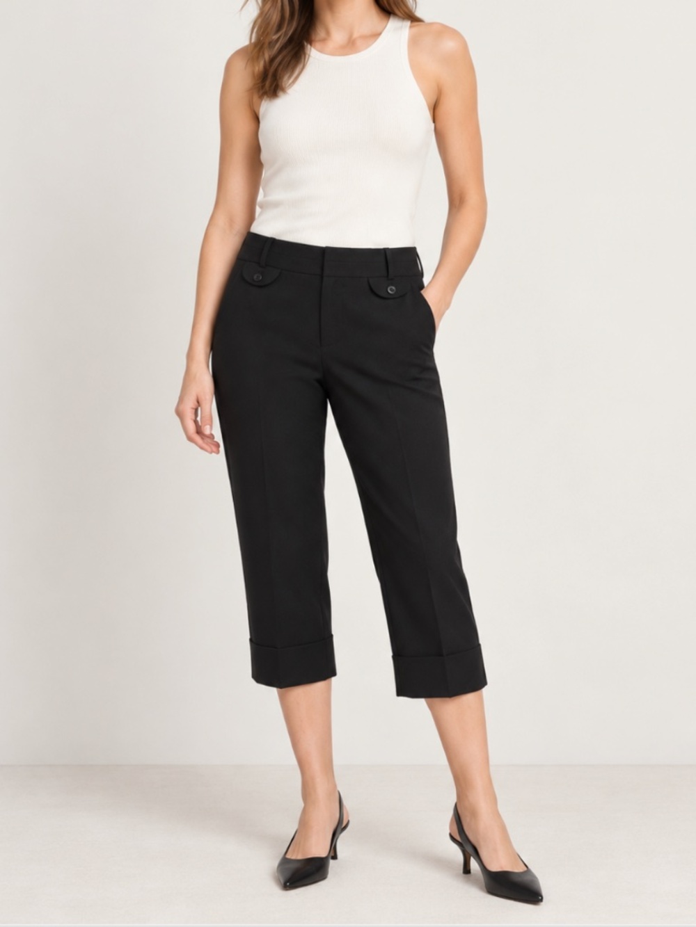 NWT LOFT Marisa Black Stretch Capri Pants – Petite Size 8P
